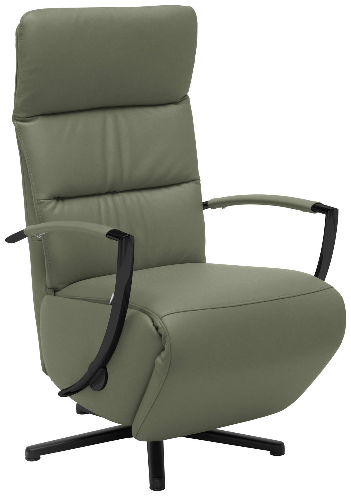 RELAXSESSEL in Leder Grün  - Schwarz/Grün, Design, Leder/Metall (64/112/80cm) - Cantus