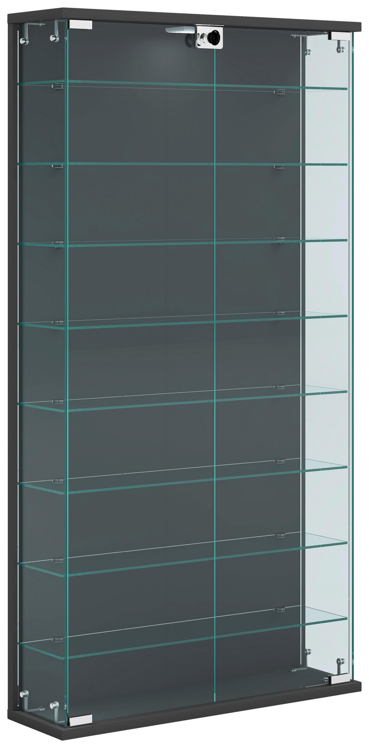 VITRINSKÅP  i antracit  - svart/antracit, Design, trämaterial/glas (59/114/17cm) - MID.YOU