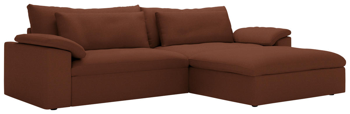 ECKSOFA  Chenille Rostfarben  - Rostfarben/Schwarz, Modern, Kunststoff/Textil (306/198cm) - Carryhome