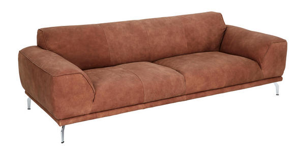 SOFA in Leder Braun - Chromfarben/Braun, Design, Leder/Metall (241/75/92cm) - Valnatura