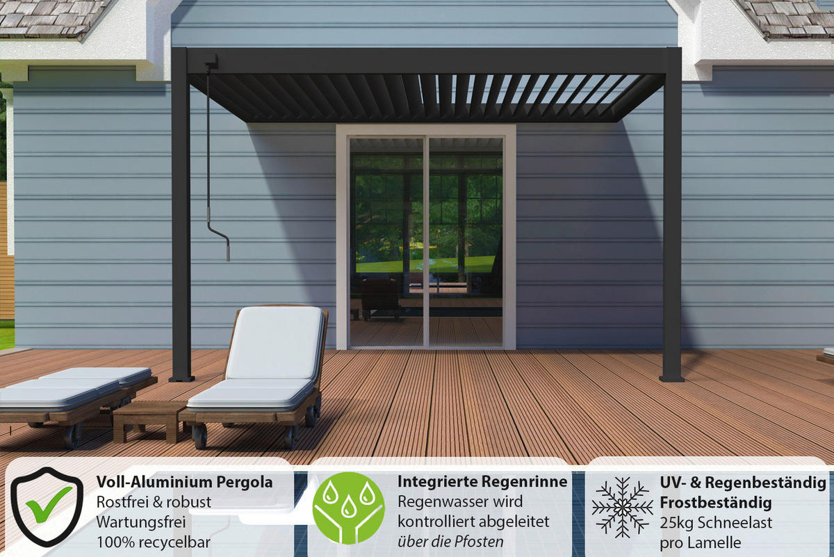 PERGOLA 400/255/300 cm Aluminium  - Anthrazit, Basics, Metall (400/255/300cm) - Gardenson