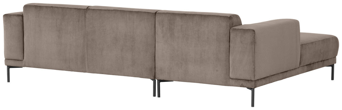 ECKSOFA ERNO in Cord Taupe  262/183 cm  - Taupe/Schwarz, Design, Textil/Metall (262/183cm) - MID.YOU