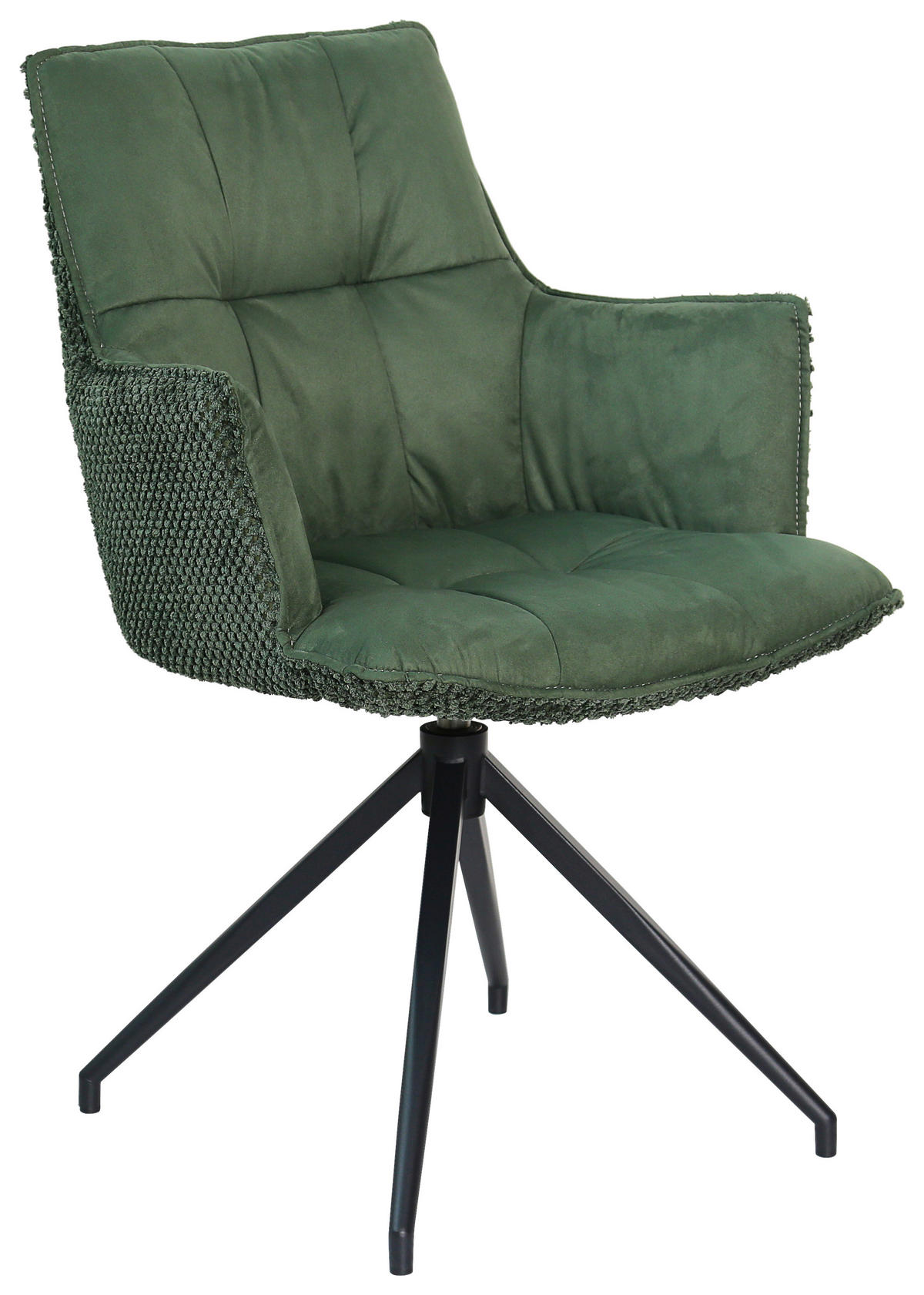 ARMLEHNSTUHL  in Eisen Mikrofaser, Teddystoff  - Schwarz/Grün, Design, Textil/Metall (59/90/62,5cm) - Novel