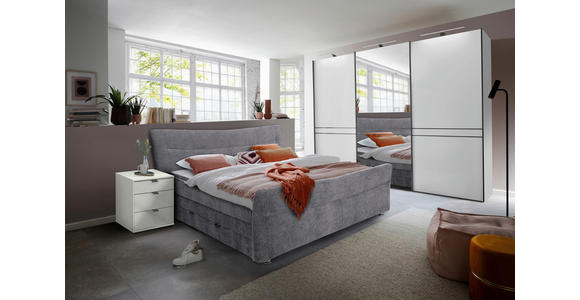 BOXSPRINGBETT 180/200 cm  in Grau  - Chromfarben/Grau, KONVENTIONELL, Textil/Metall (180/200cm) - Esposa