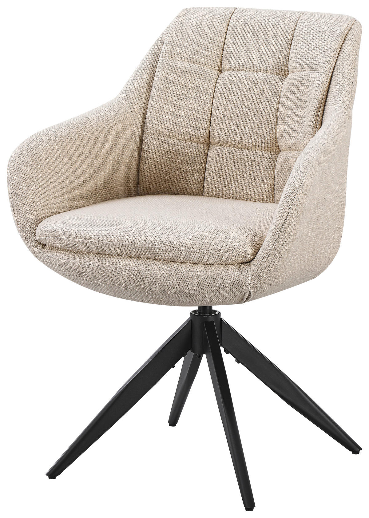 ARMLEHNSTUHL  Sitzfläche 360° drehbar, automatische Rückholfunktion Webstoff  Schwarz, Beige  - Beige/Schwarz, Design, Textil/Metall (63/83/61cm) - Novel