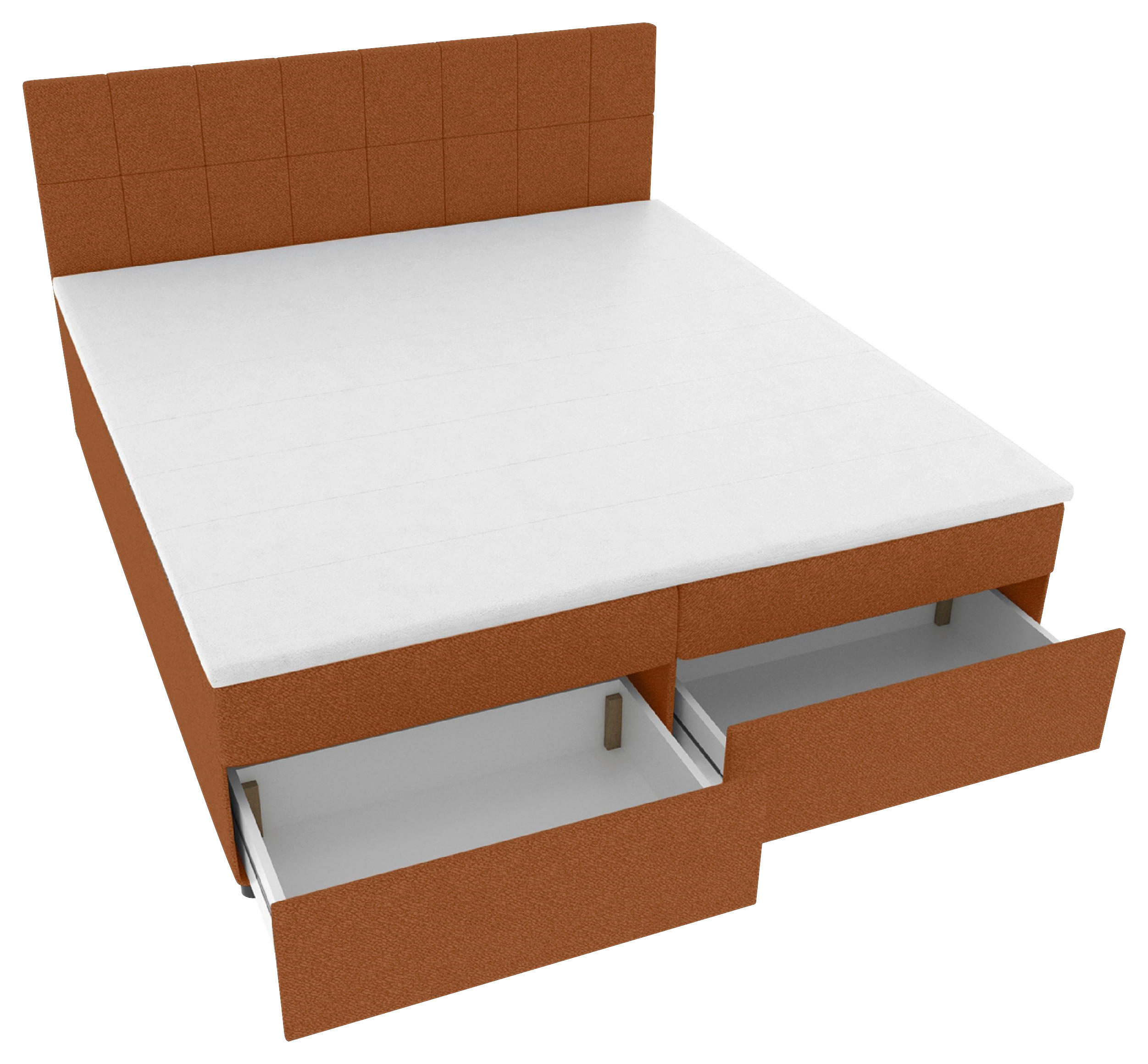 BOXBETT 160/200 cm,  in Rostfarben, Topper, Matratzen, Bettschubladen, H3 = fest  - Rostfarben/Schwarz, KONVENTIONELL, Kunststoff/Textil (160/200cm) - Boxxx