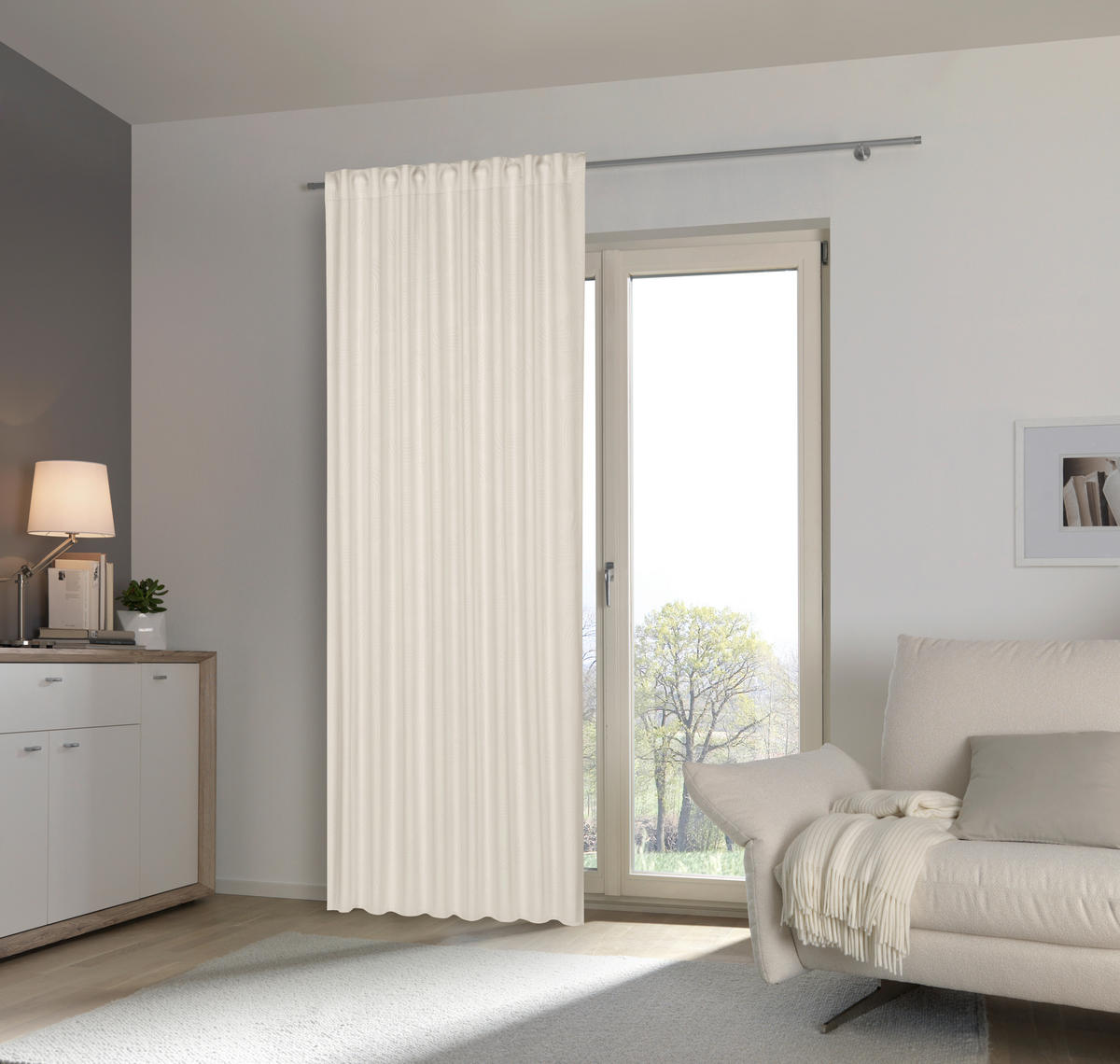 GARDINLÄNGD ej transparent  - cremefärgad, Basics, textil (135/245cm) - Esposa