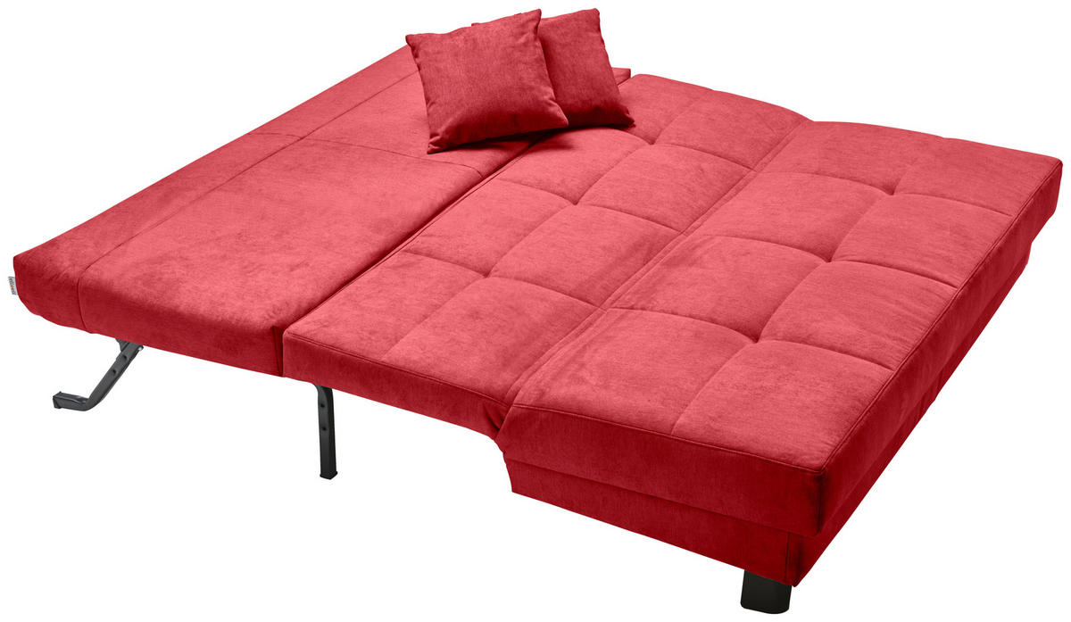 SCHLAFSOFA Mikrovelours Rot  - Rot/Schwarz, KONVENTIONELL, Textil/Metall (185/85/100cm) - Carryhome