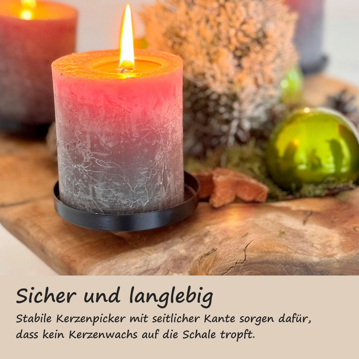 ADVENTSKERZENHALTER - Nussbaumfarben, Trend, Holz/Metall (30/10/30cm) - Milino