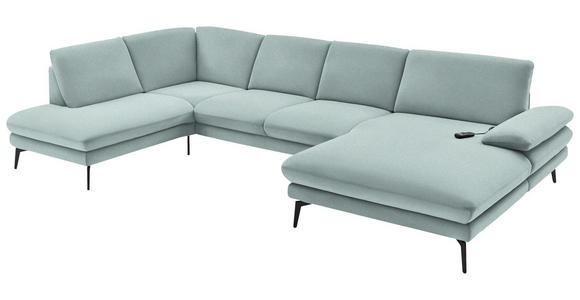 WOHNLANDSCHAFT in Webstoff Mintgrün - Schwarz/Mintgrün, Design, Textil/Metall (208/344/180cm) - Dieter Knoll