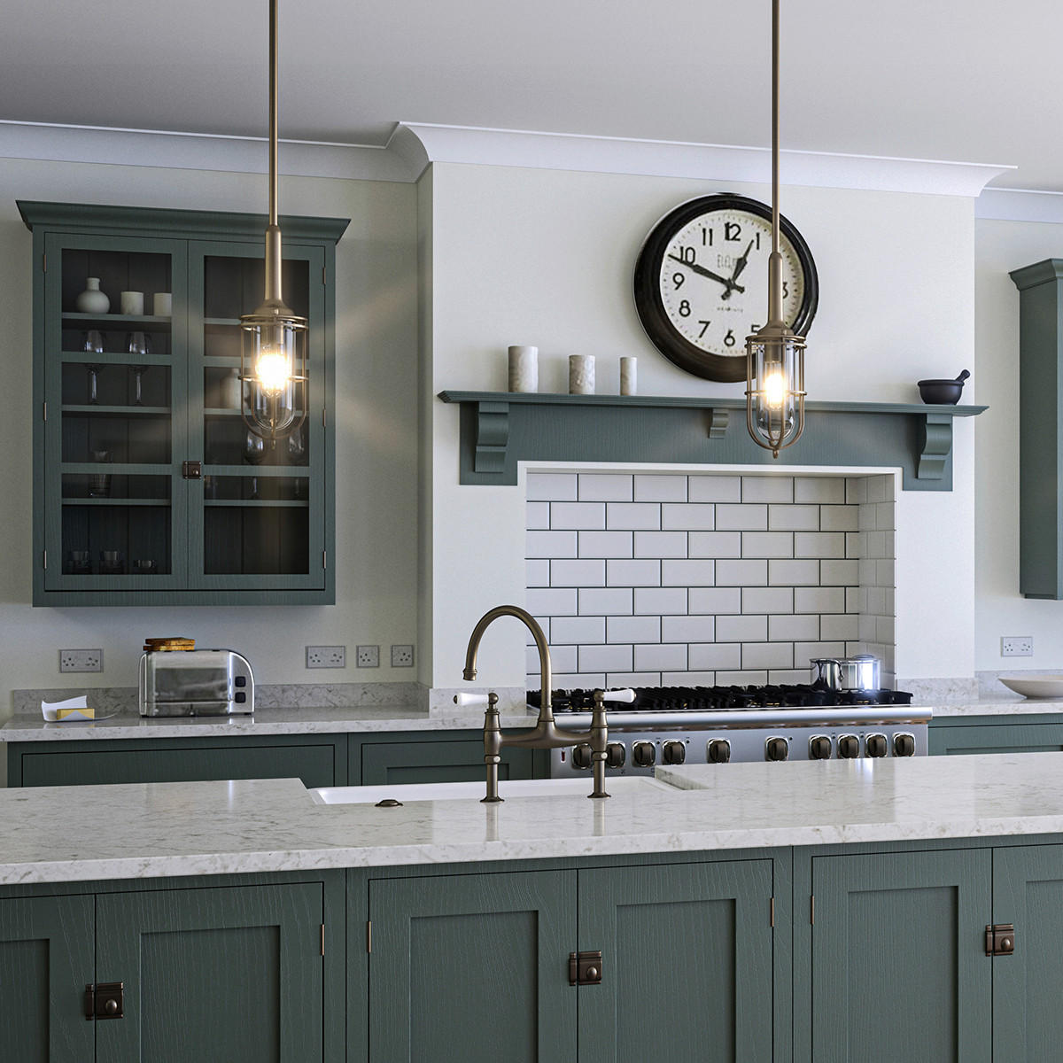 HÄNGELEUCHTE 14/45.3 cm  - Messingfarben, KONVENTIONELL, Glas/Metall (14/45.3cm) - Elstead Lighting