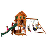 Spielturm Atlantic 551,2/284,5/236,2 cm Backyard Discovery  - Dunkelgrün/Gelb, Basics, Holz/Kunststoff (551,2/284,5/236,2cm) - Ambia Garden
