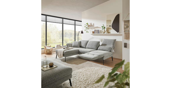 ECKSOFA  in Flachgewebe Blaugrau  175-224/255-365 cm  - Blaugrau/Schwarz, Design, Textil/Metall (175-224/255-365cm) - Dieter Knoll