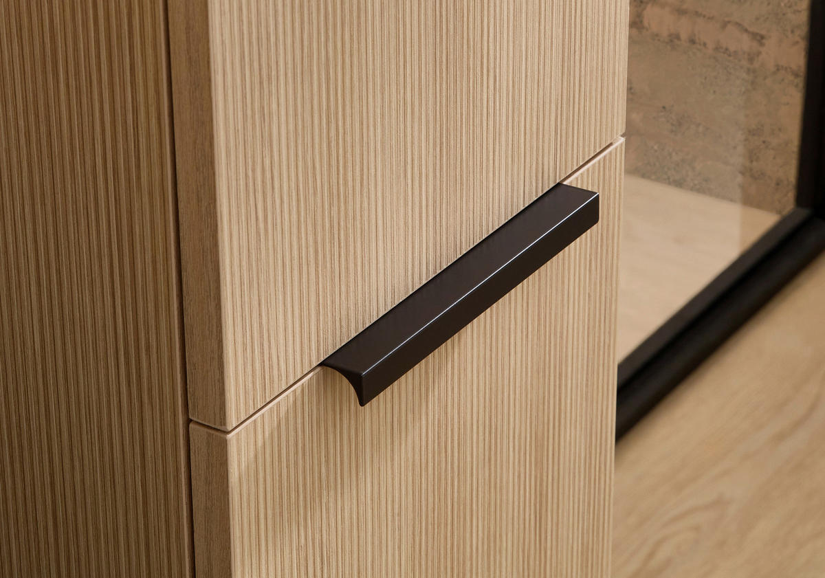 HOCHSCHRANK 30/168/33 cm  - Eichefarben/Schwarz, Natur, Glas/Holzwerkstoff (30/168/33cm) - Sadena