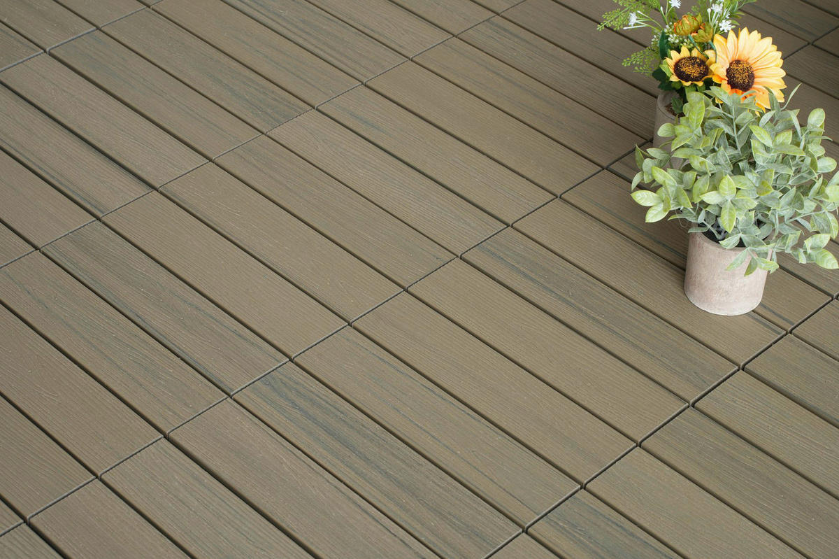 TERRASSENFLIESE 11 Stück  - Grau, Design, Holzwerkstoff (30/30/2,4cm) - Ambia Garden