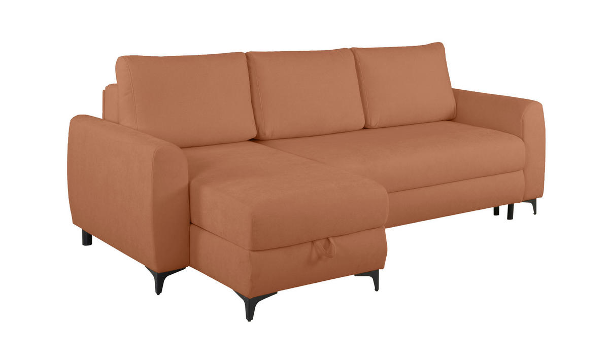 ECKSOFA Moli Rostfarben  - Rostfarben/Schwarz, Design, Textil/Metall (236/148cm) - MID.YOU