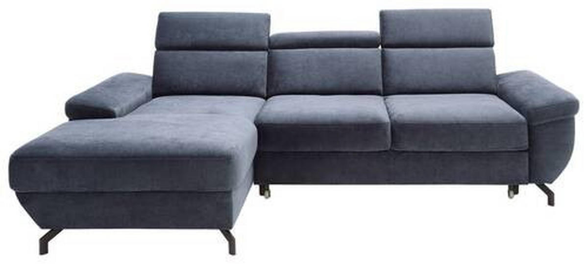 ECKSOFA in Velours Dunkelblau  - Silberfarben/Dunkelblau, Modern, Textil/Metall (182/262cm) - Trendmanufaktur