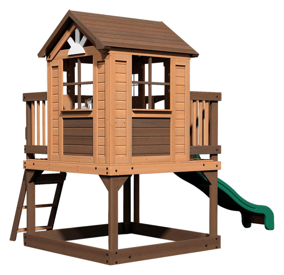 LEKTORN 190/230/310 cm SPIELTURM ECHO HEIGHTS  - grön/brun, Klassisk, trä/plast (190/230/310cm)