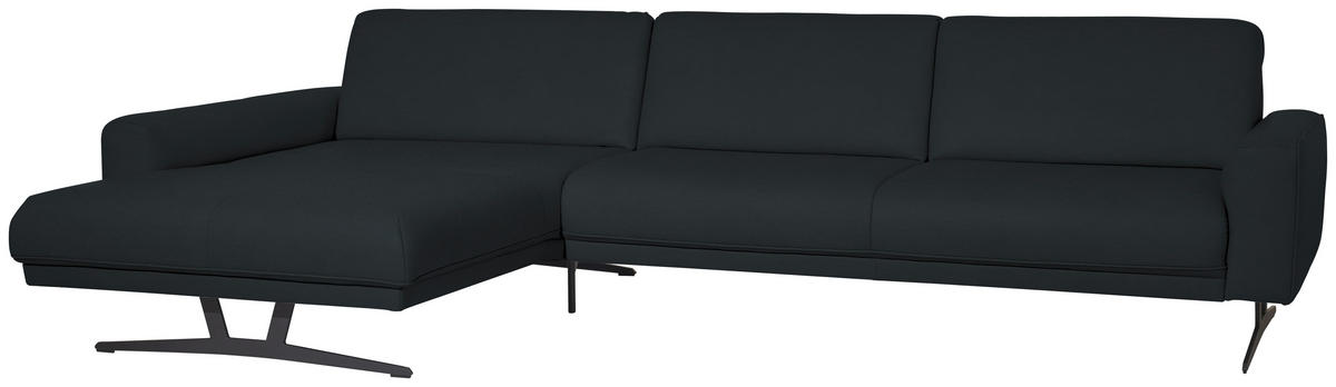 ECKSOFA in Echtleder Anthrazit  179/324 cm  - Anthrazit, KONVENTIONELL, Leder/Metall (179/324cm) - Johann Jakob