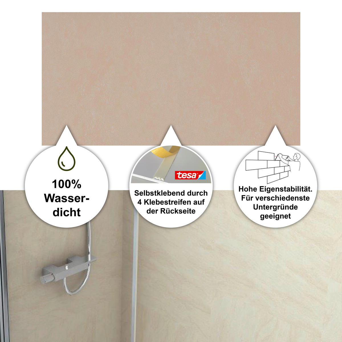 WANDPANEEL Baridecor Aqua Beige, Perlmutt  - Beige/Perlmutt, Design, Kunststoff (60/30/0,4cm)