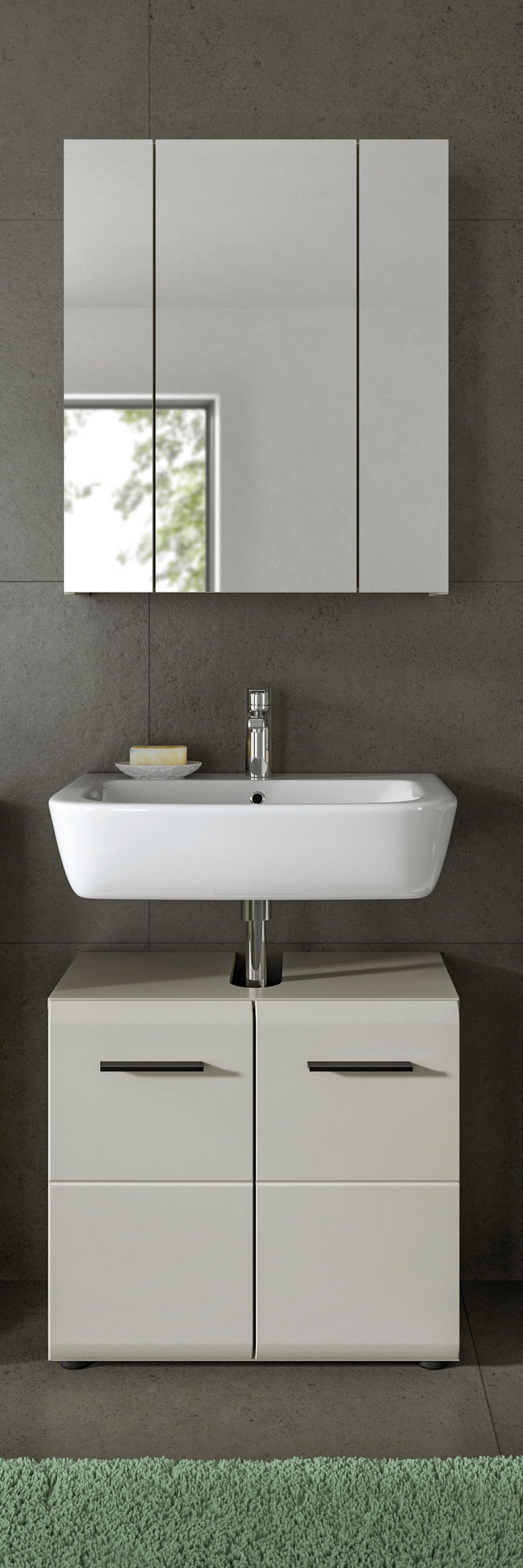 BADEZIMMER 2-teilig  in 60 cm  - Kaschmir/Schwarz, Trend, Glas/Holzwerkstoff (60cm) - MID.YOU