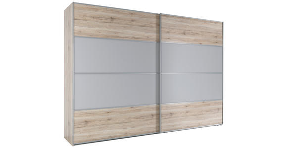 SCHWEBETÜRENSCHRANK in Eichefarben, Hellgrau - Eichefarben/Hellgrau, KONVENTIONELL, Glas/Holzwerkstoff (340/236/68cm) - Cantus