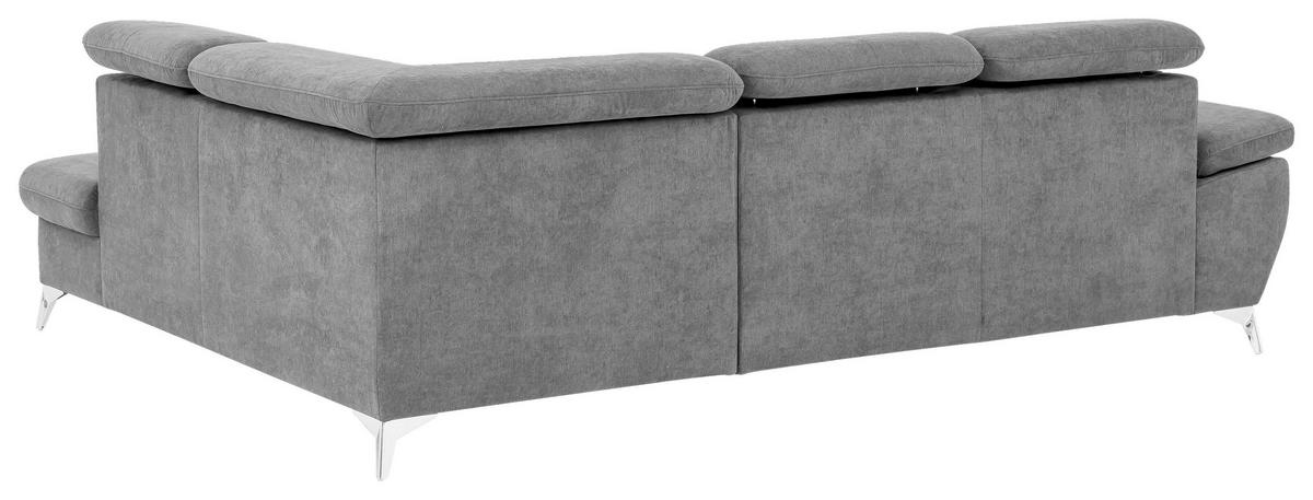 ECKSOFA in Mikrofaser Hellgrau  - Chromfarben/Hellgrau, Konventionell, Textil/Metall (256/209cm) - Livetastic