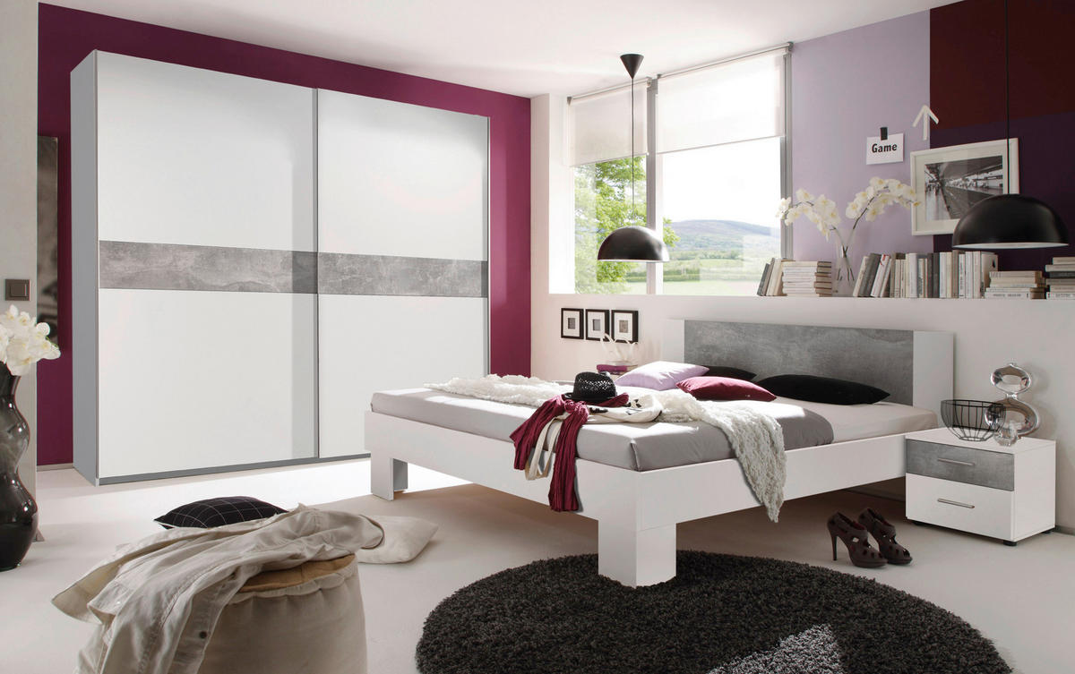 SPAVAĆA SOBA siva, bijela   - bijela/siva, Design, drvni materijal (180/200cm) - Boxxx