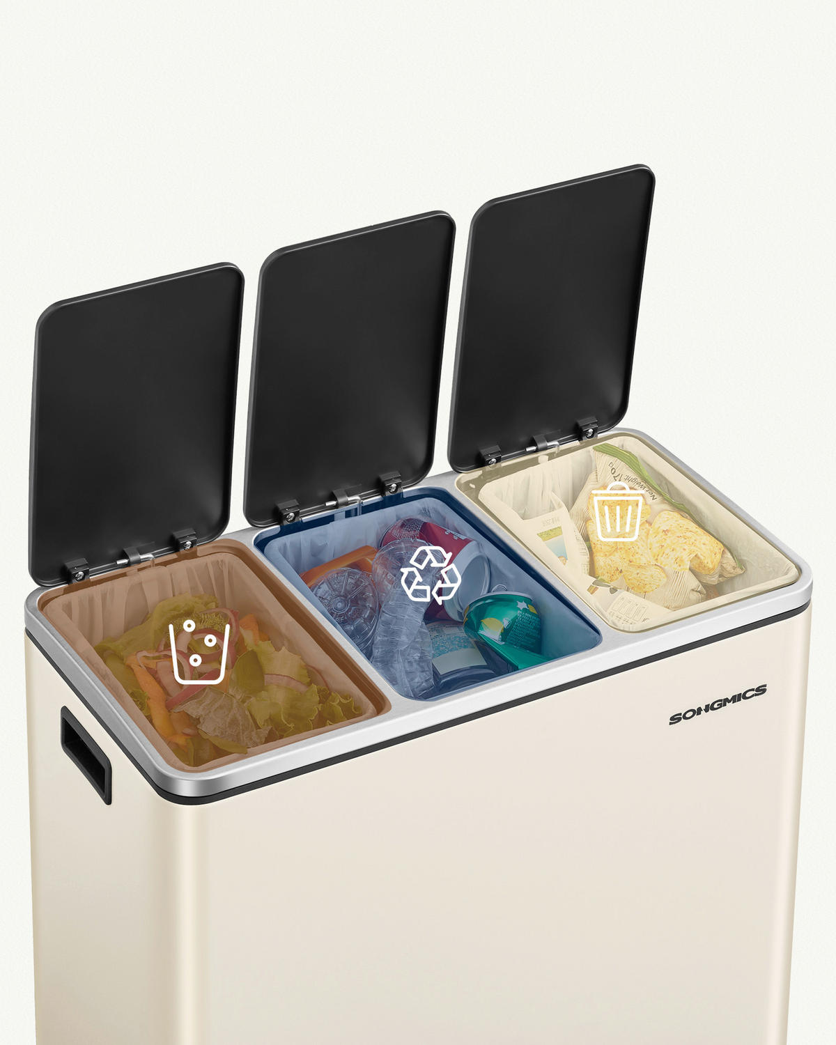 ABFALLSAMMLER 54 L  - Creme, Basics, Kunststoff/Metall (61/55,5/31,5cm)