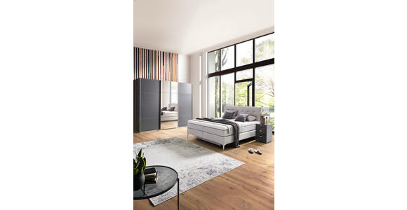 SCHWEBETÜRENSCHRANK in Dunkelgrau - Chromfarben/Dunkelgrau, Design, Glas/Holzwerkstoff (270/230/62cm) - Xora