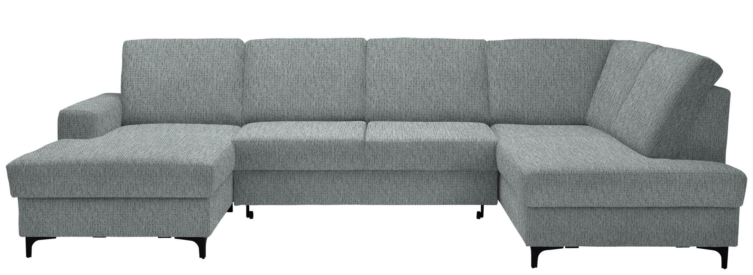 WOHNLANDSCHAFT in Webstoff Grau, Grün  - Schwarz/Grau, Konventionell, Textil/Metall (167/317/185cm) - Stylife