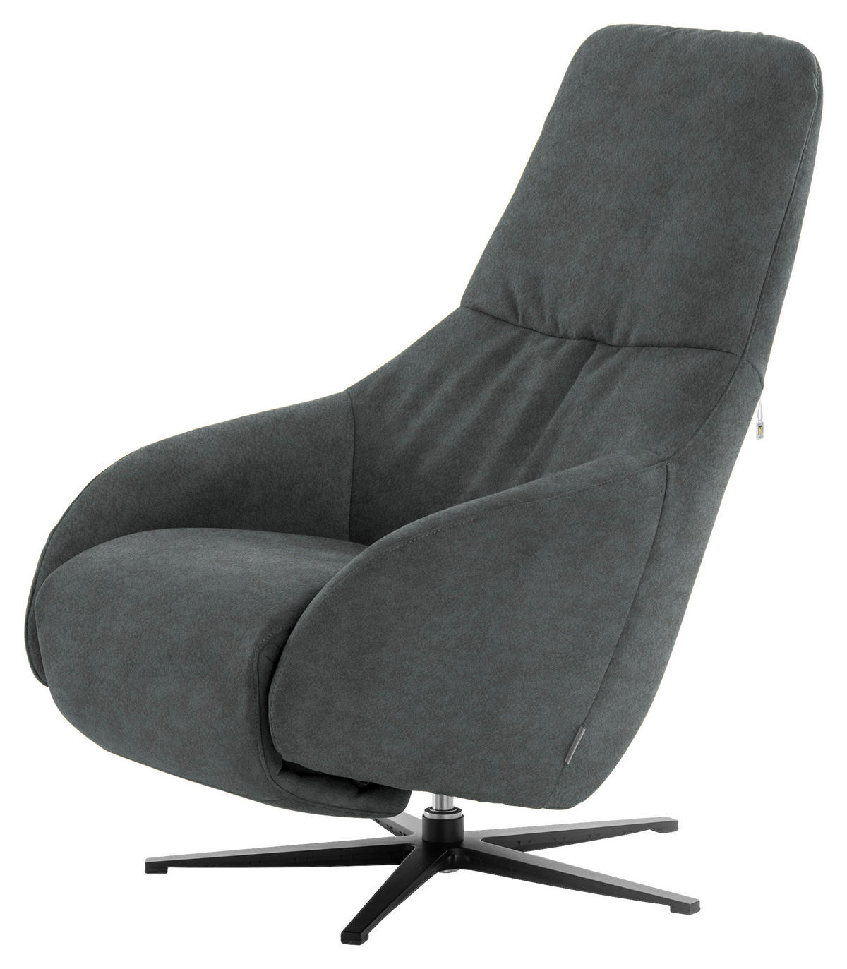 RELAXSESSEL in Textil Grau  - Schwarz/Grau, Design, Textil/Metall (77/108/95cm) - Chilliano
