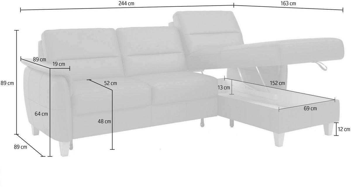 ECKSOFA PALMERA E in Mikrofaser Kombination Echtleder/Stoff Anthrazit  244/163 cm  - Eichefarben/Anthrazit, Basics, Leder/Holz (244/163cm) - Sit & More