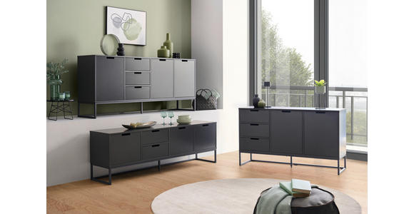 SIDEBOARD  in 180/79/40 cm  - Anthrazit/Schwarz, Design, Holzwerkstoff/Metall (180/79/40cm) - Novel