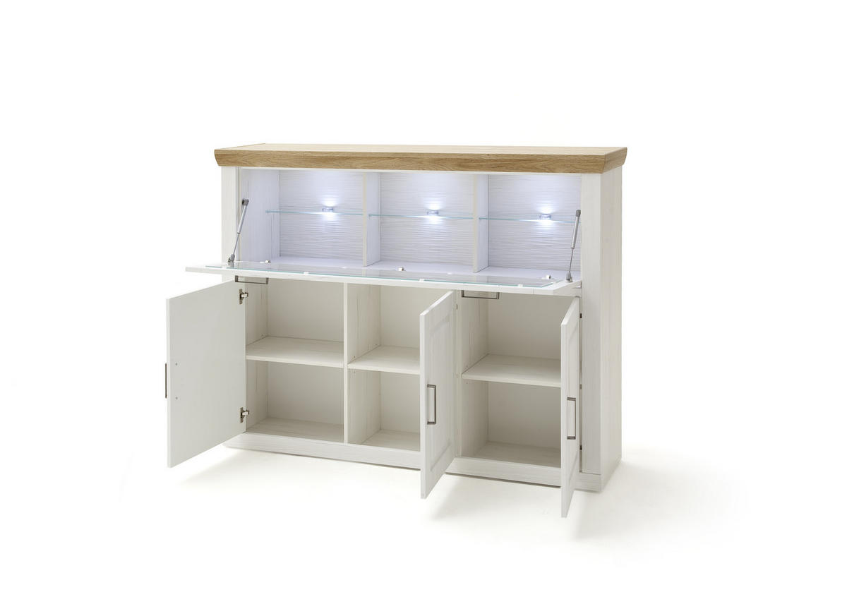 HIGHBOARD Brixen  in 163/123/40 cm  - Eichefarben/Schwarz, Design, Glas/Holzwerkstoff (163/123/40cm) - Livetastic