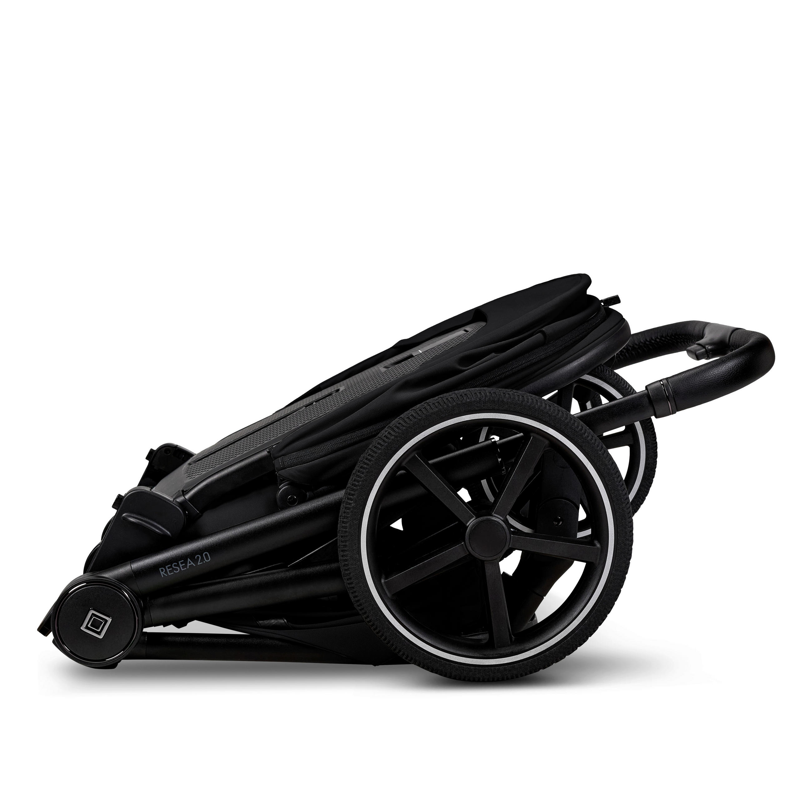 Thumbnail - Moon Kombikinderwagen Resea 2.0, Schwarz, Textil, 57x114x96 cm, EN 1888, Feststellbremse, Fußstütze abklappbar, Federung...