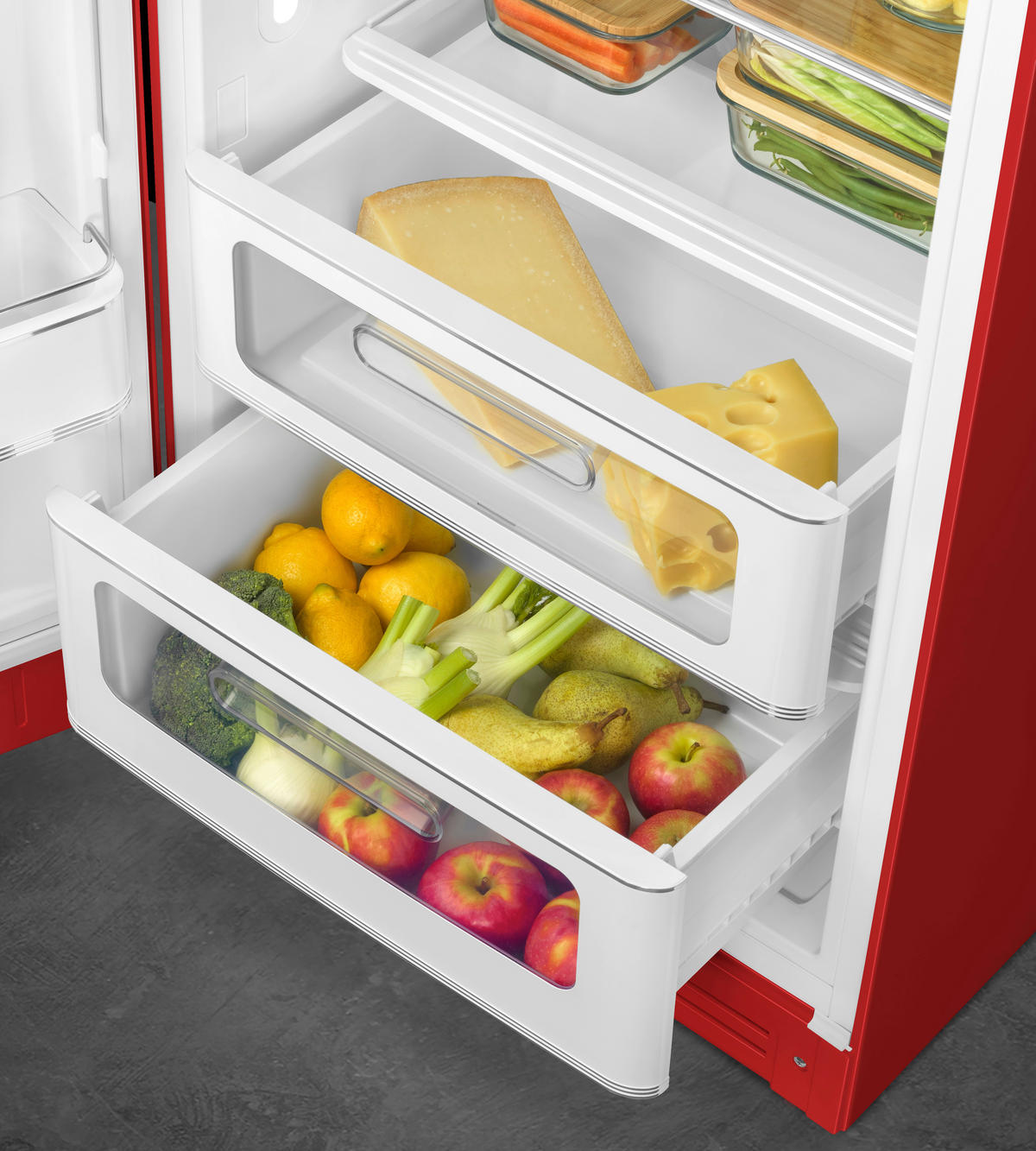 KÜHLSCHRANK 60/150/72,8 cm FAB28LRD6  - Rot, Basics, Glas/Metall (60/150/72,8cm) - SMEG