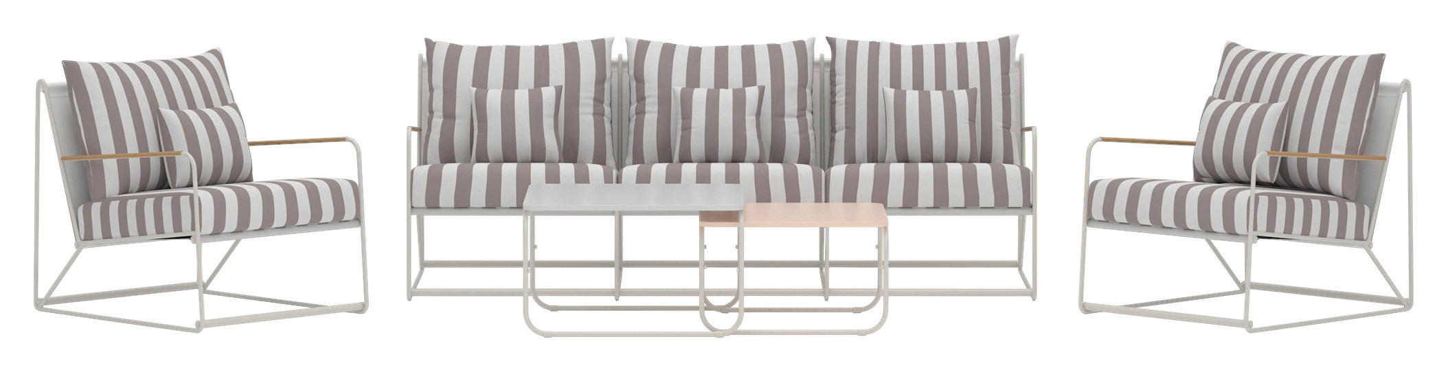 LOUNGEGRUPP stål  - vit/beige, Klassisk, metall/textil