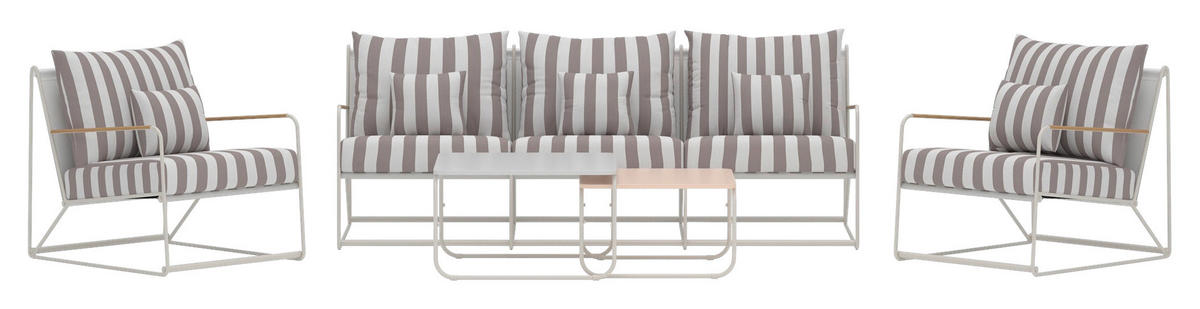 LOUNGEGRUPP stål  - vit/beige, Klassisk, metall/textil