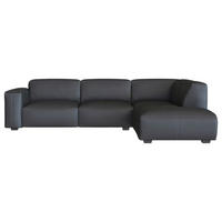 Freisteller von Livetastic ECKSOFA Schwarz Echtleder.
