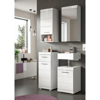 BADEZIMMER 4-teilig  in 92 cm  - Weiß Hochglanz/Silberfarben, Trend, Glas/Holzwerkstoff (92cm) - MID.YOU
