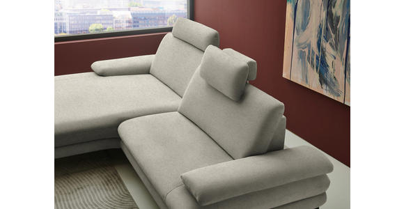 ECKSOFA  in Chenille, Flachgewebe Greige  180/284 cm  - Greige/Schwarz, Design, Textil/Metall (180/284cm) - Dieter Knoll