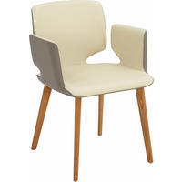 ARMLEHNSTUHL  in Echtleder naturbelassen  - Taupe/Eichefarben, Design, Leder/Holz (57,5/81/56cm) - TEAM 7