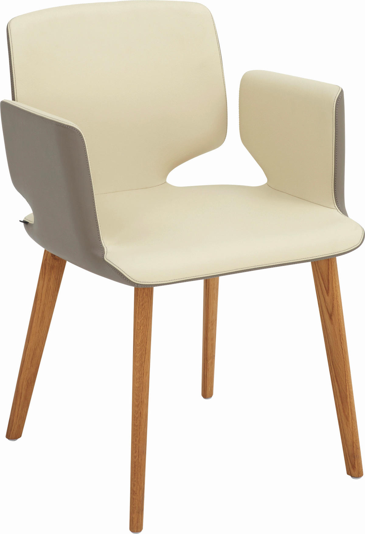 ARMLEHNSTUHL  in Echtleder naturbelassen  - Taupe/Eichefarben, Design, Leder/Holz (57,5/81/56cm) - TEAM 7