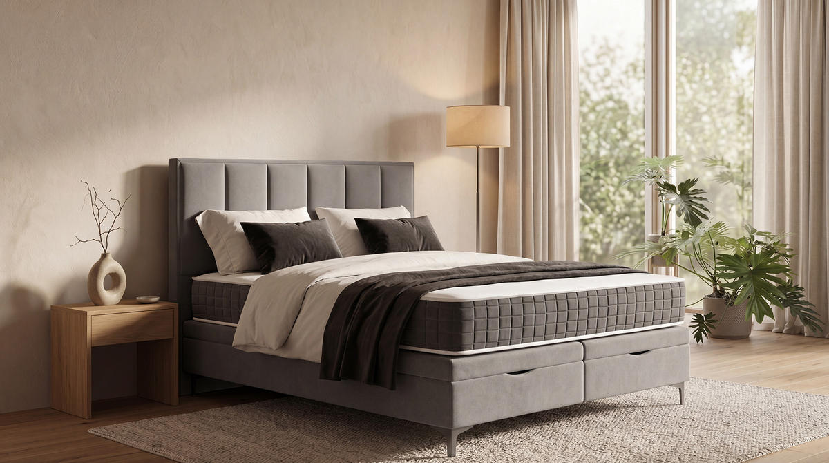 BOX KREVET 160/200 cm     siva  - siva/crna, Moderno, drvni materijal/drvo (160/200cm) - Hom`in