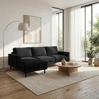 KUTNA GARNITURA tekstil  crna   - crna, Design, tekstil/metal (166/238cm) - Livetastic