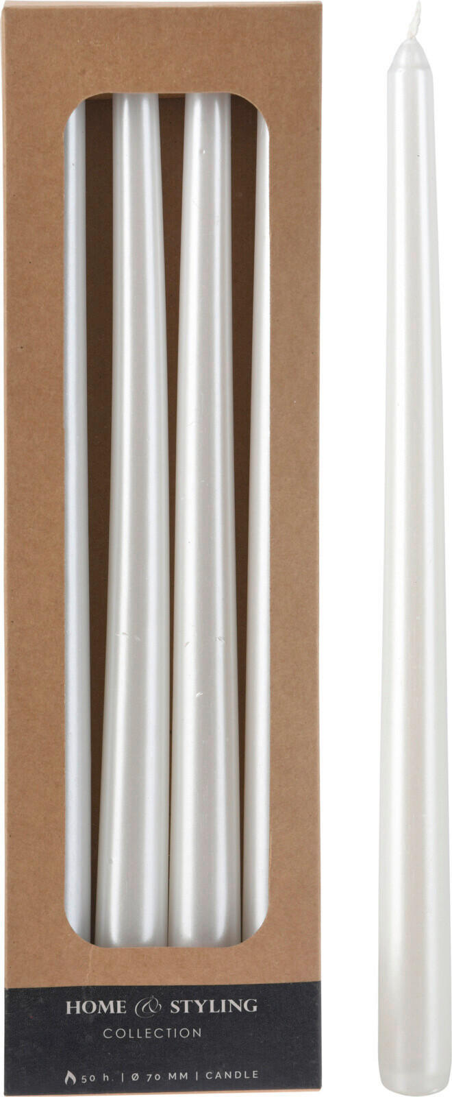 SADA DLOUHÝCH SVÍČEK - bílá, Basics, přírodní materiály (9,4/2,6/30,6cm)