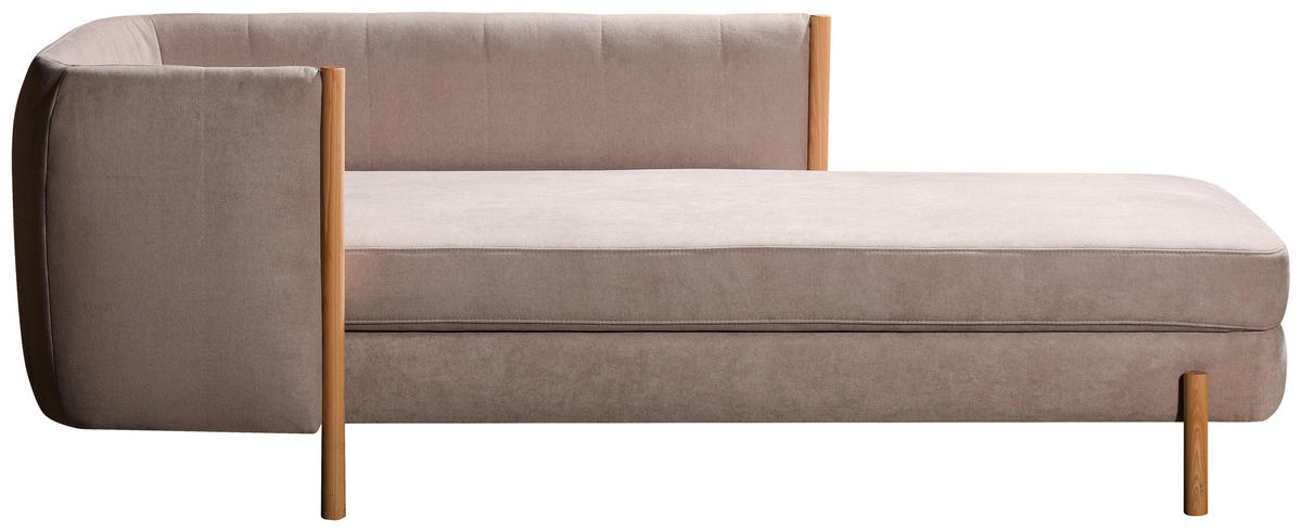 RÉCAMIERE in Plüsch Greige  - Greige/Naturfarben, Design, Holz/Textil (216/90/109cm) - Lomoco