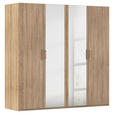 DREHTÜRENSCHRANK 201/197/60 cm 4-türig Sonoma Eiche  - Silberfarben/Sonoma Eiche, Design, Glas/Holzwerkstoff (201/197/60cm) - Novel