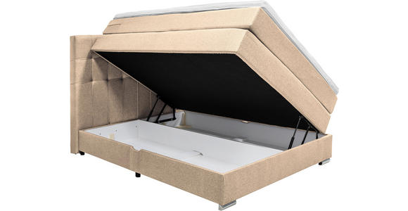 BOXSPRINGBETT  in Beige  - Beige/Alufarben, KONVENTIONELL, Kunststoff/Textil (140/200cm) - Carryhome